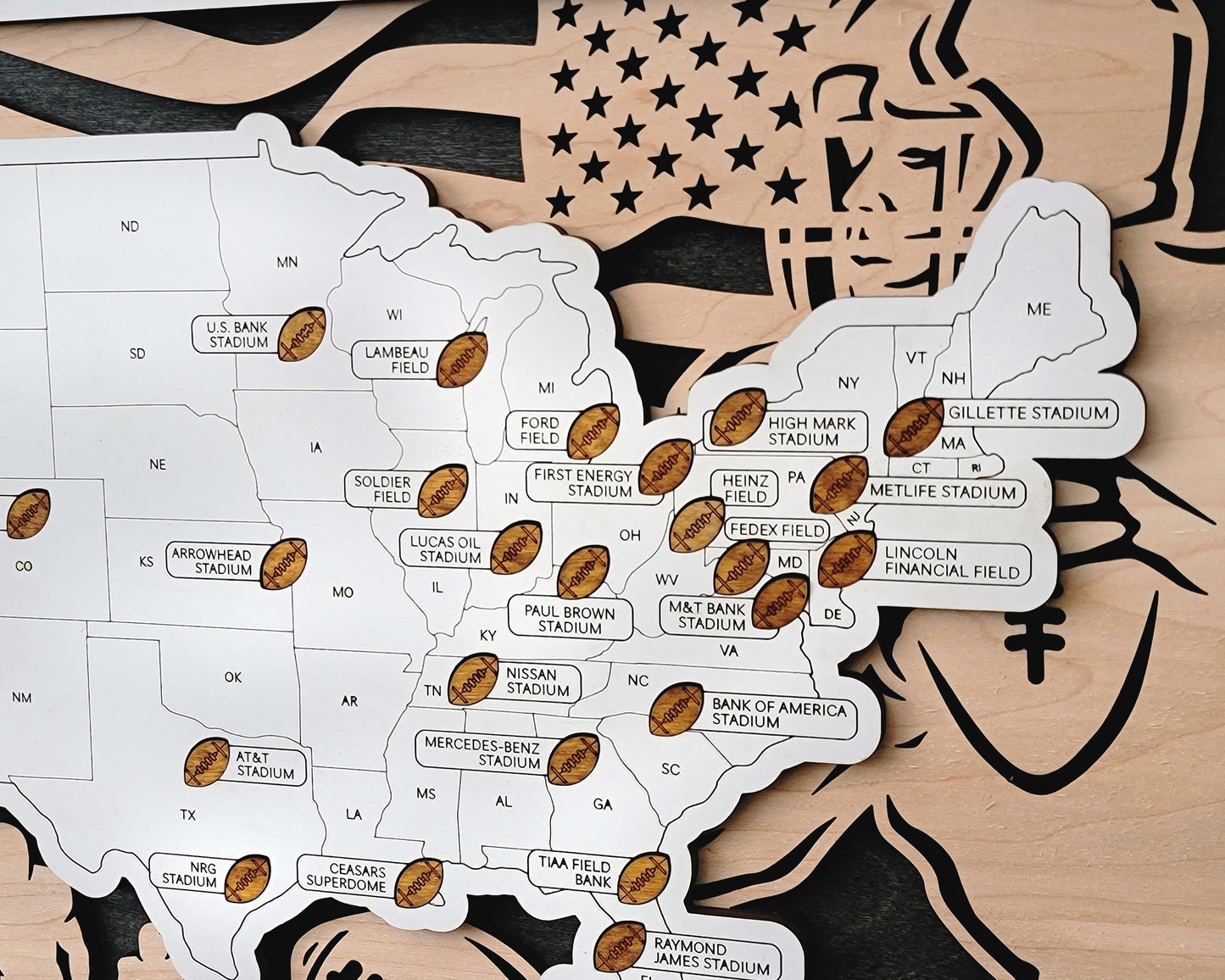 Football Travel Map Fathers Day Anniversary